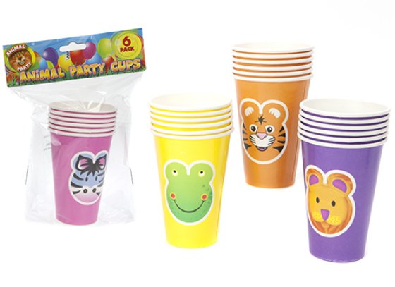 CUPS PARTY ANIMAL FACE 6PK