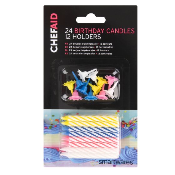 BIRTHDAY CANDLES AND HOLDERS