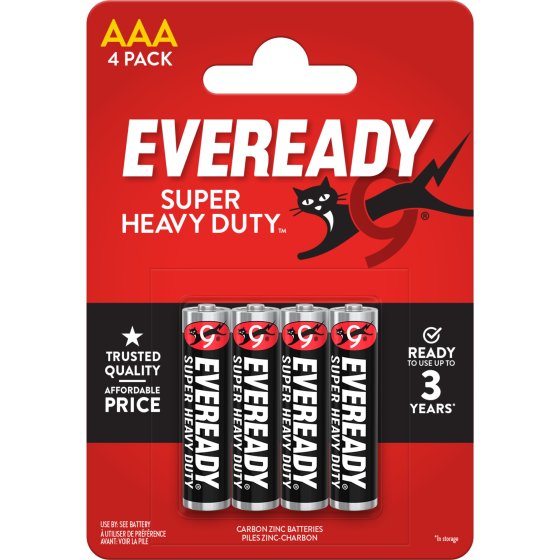 EVEREADY SUPER HEAVY DUTY ZINC BATTERIES AAA 4PK
