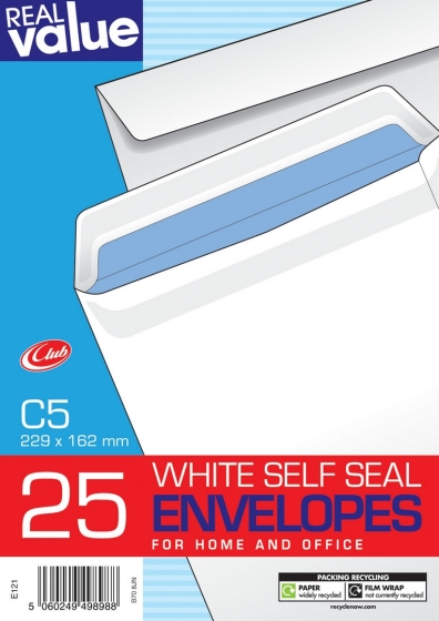CJ0602 SJ01107 RV C5 WHITE SELF SEAL ENV 25S
