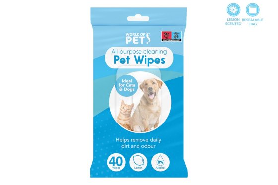 SJ11404 ALL PURPOSE CLEANING PET WIPES 40PK