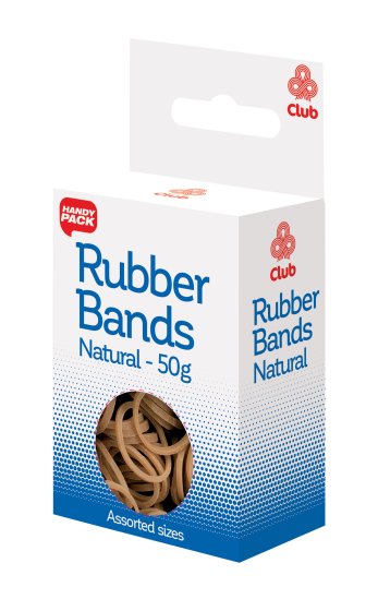 WJ1012 SH04701 RUBBER BANDS 50G PACK NATURAL