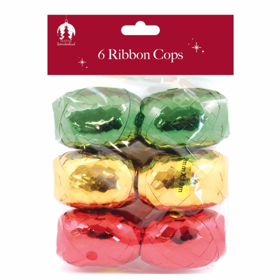 XH3410 RIBBON COPS RED GOLD GREEN 6PK