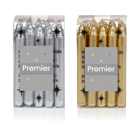 XH6514 CANDLE 20X10CM MINI GOLD SILVE