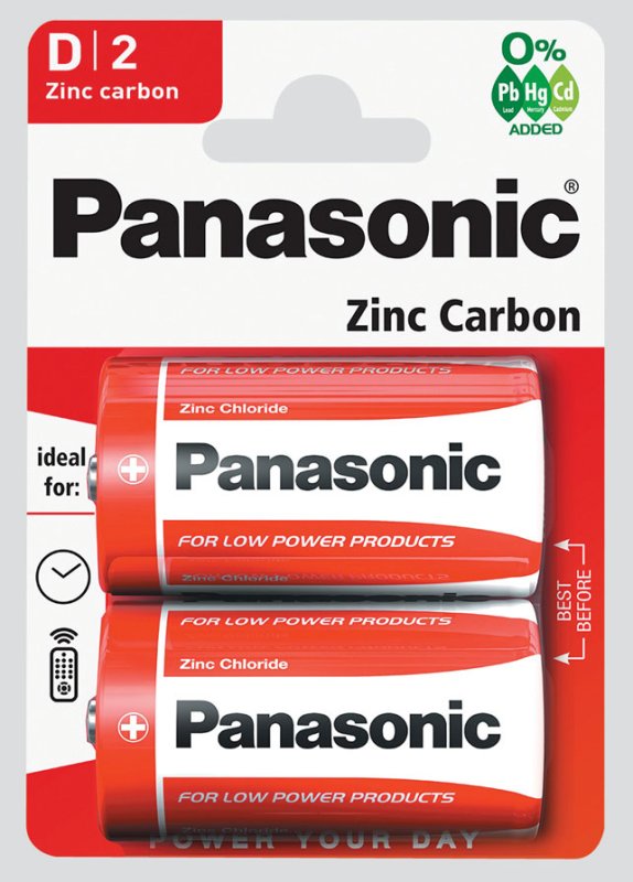 WF02309 SE09212 BATTERIES PANASONIC ZINC D 2PK Williams Direct