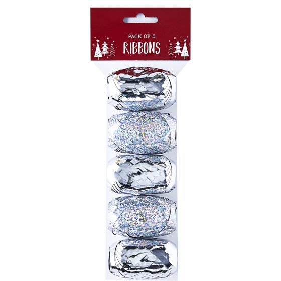 XH3312 RIBBON SILVER 5PK