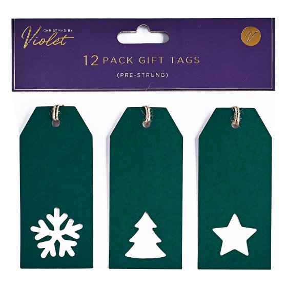 XH1804 GIFT TAGS 12 PK GREEN KRAFT DI