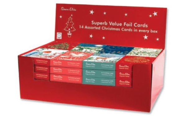 XH0501 CARDS FOILED XMAS 14PK