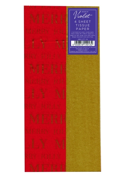 TISSUE RED/GOLD TEXT  4 SH