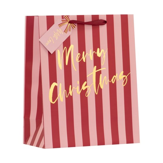 GIFT BAG PINK STRIPE M
