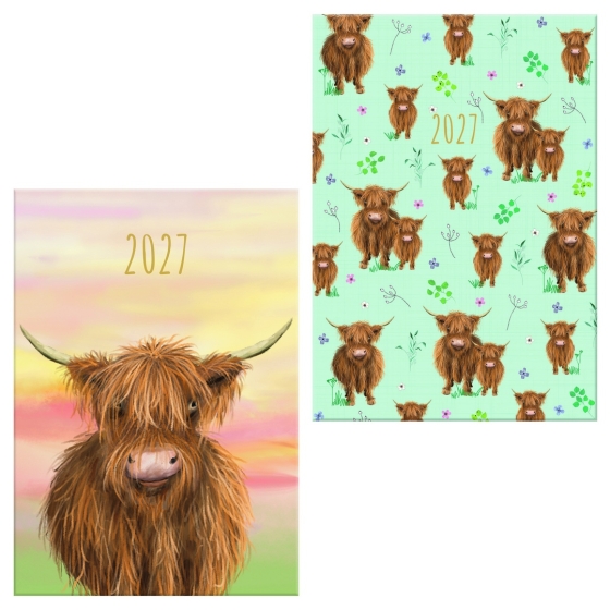 DJ0509 2027 DIARY A5 WTV HIGHLAND COW ASSTD