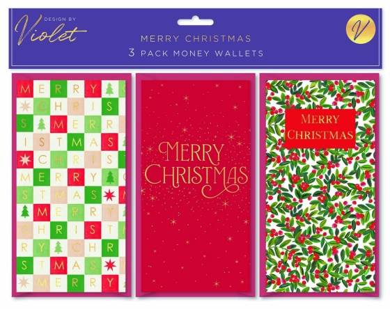 MONEY WALLETS MERRY CHRISTMAS 3 PK
