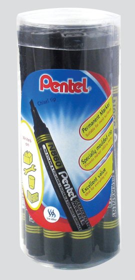 CH1007 SH07508 TUB 12 CHISEL MARKERS BLACK