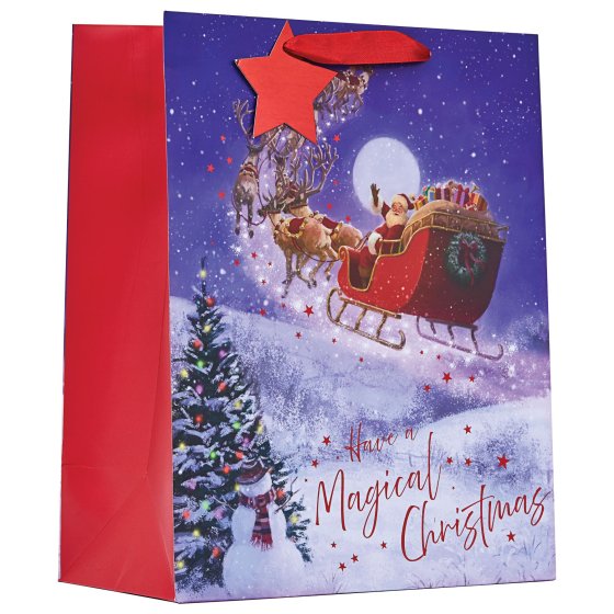 XH2914 GIFT BAG SANTA'S SLEIGH RIDE L