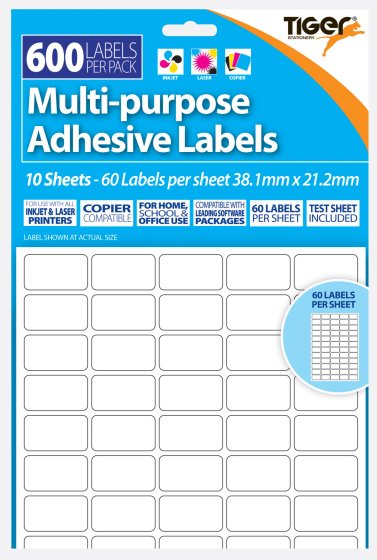 SH04106 LABELS A4 PRINTER LABELS 38X21
