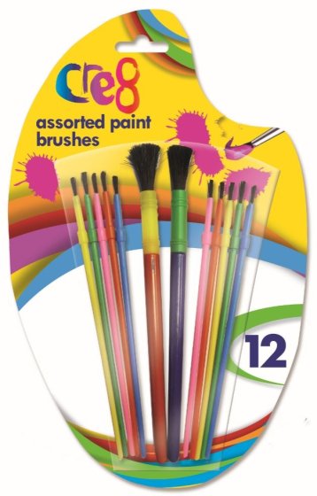SH08807 CRE8 ASSORTED PAINT BRUSHES 12