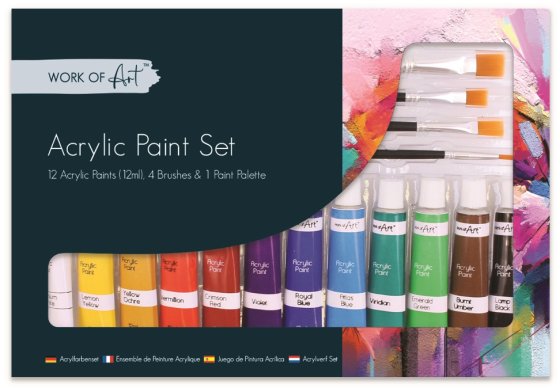 SH08601 PAINT WORK OF ART ACRYLIC 12PK