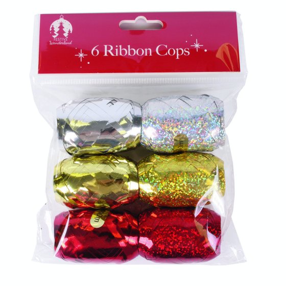 RIBBON COPS SILVER/GOLD/RED 6PK