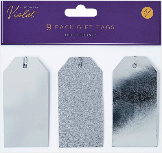 XH2402 GIFT TAGS SILVER 9PK
