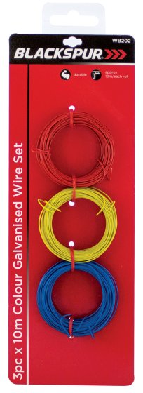 WIRE 3PC X 10M COLOUR GALVANIS