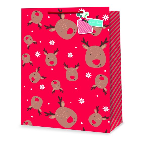 XH3020 GIFT BAG XMAS REINDEER XL