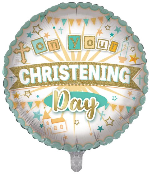 SH12734 BALLOON 18IN FOIL CHRISTENING