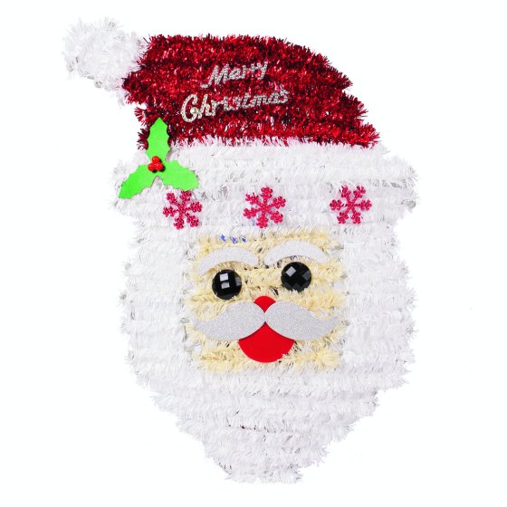 PLAQUE TINSEL SANTA FACE