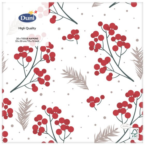 XG6009 NAPKINS BERRY MERRY 33CM 3PLY 20S