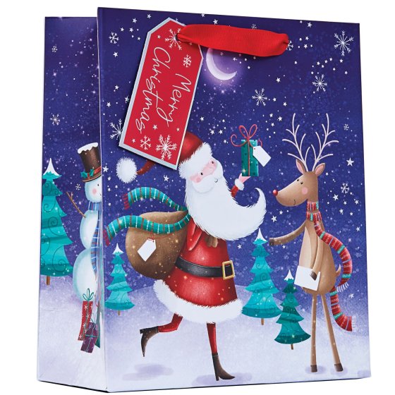 XH2511 GIFT BAG SANTA N RUDOLPH M