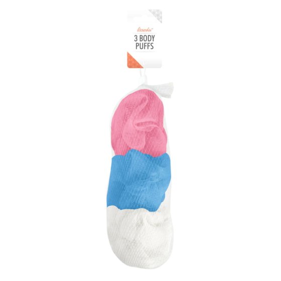 BODY PUFFS 3PK BRIGHTS ASST CS
