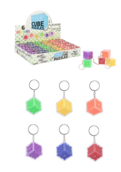 SJ09707 KEYRING PUZZLE MAZE CUBES 3D 2.8CM ASST