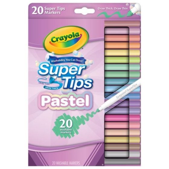 CRAYOLA 20 BRIGHT SUPERTIPS PASTEL EDITION