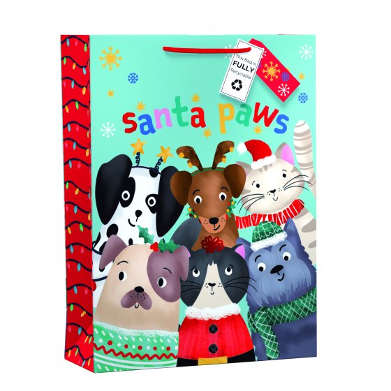 WIGIG GIFT BAG SANTA PAWS XL