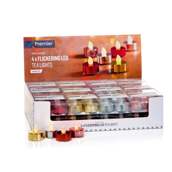 XH6516 TEALIGHT FLICKERING B/OP 4PK