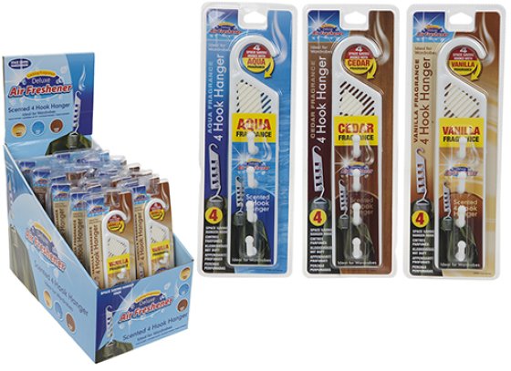 CLOTHES HANGER 4 HOOK SCENTED 3 ASST