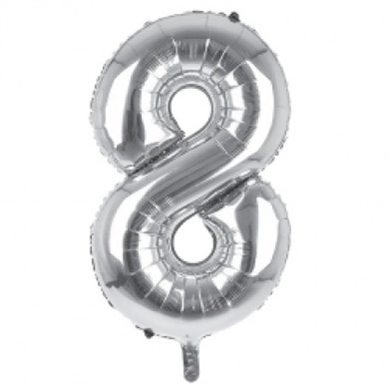 SH12518 BALLOON 34IN SILVER NO 8 FOIL
