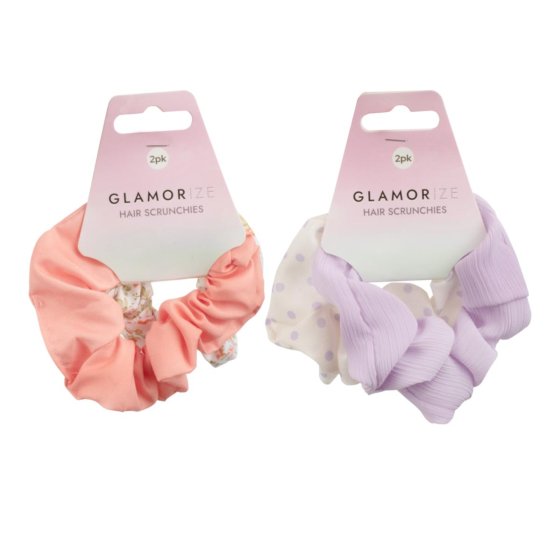 HAIR SCRUNCHIE PEACH N PURPLE 2PK