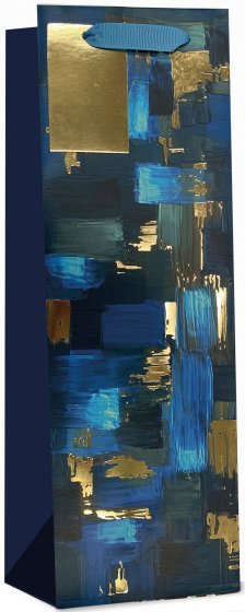 SH14529 BOTTLE BAG BLUE AND GOLD