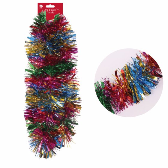XH3509 TINSEL 2M CHUNKY MULTI COLOURE