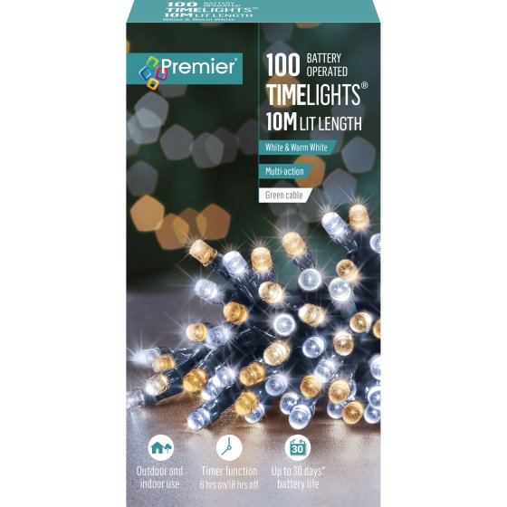 XH4103 LIGHTS 100 LED WHITE TIMER W/W