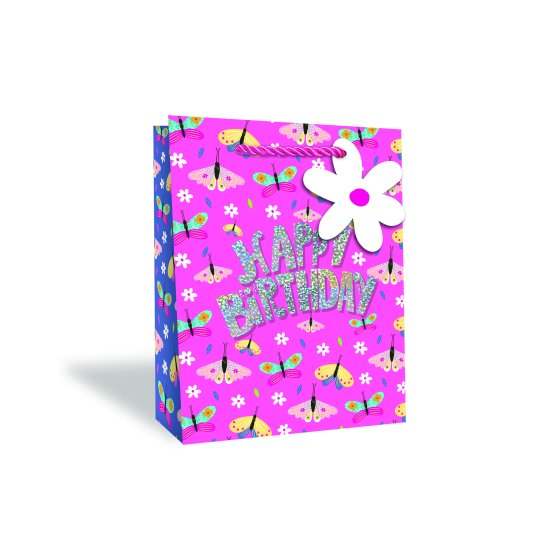 SH14342 GIFT BAG GIRLS BUTTERFLIES MED