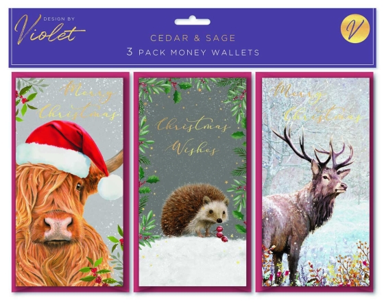 MONEY WALLETS CEDAR N SAGE 3PK