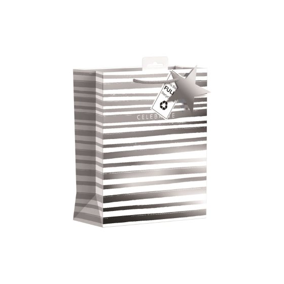 SH14517 GIFT BAG MED SILVER CELEBRATE