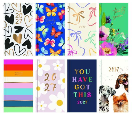 DJ0402 2027 DIARY SLIM 8 ASSORTED DESIGNS