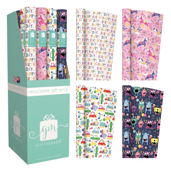 SH13803 GIFT WRAP ROLL 3M KIDS ASSTD