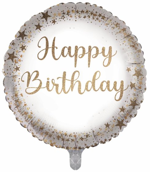 BALLOON 18IN FOIL BIRTHDAY GOLD CONFETTI