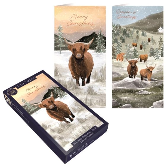 CARDS BOX 15 LUXURY SLIM HIGHLAND COW