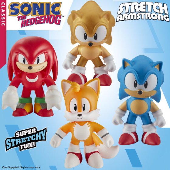 Stretch Mini-Sonic Line Muñeca pequeña, Erizo Azul, Videojuegos clásicos, dobla, retorcida y vuelve a su Forma Original, Famosa (TR001000