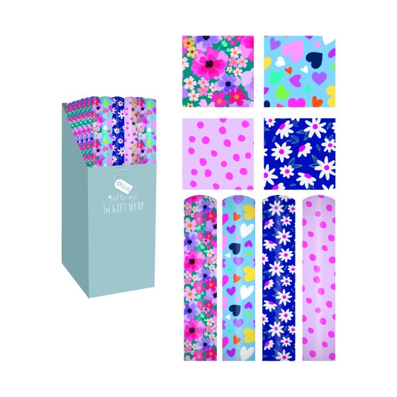 SJ14706 GIFT WRAP ROLL 3M FEMALE ASST