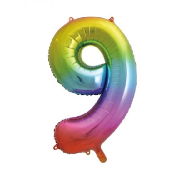 BALLOON 34IN RAINBOW NO 9 FOIL